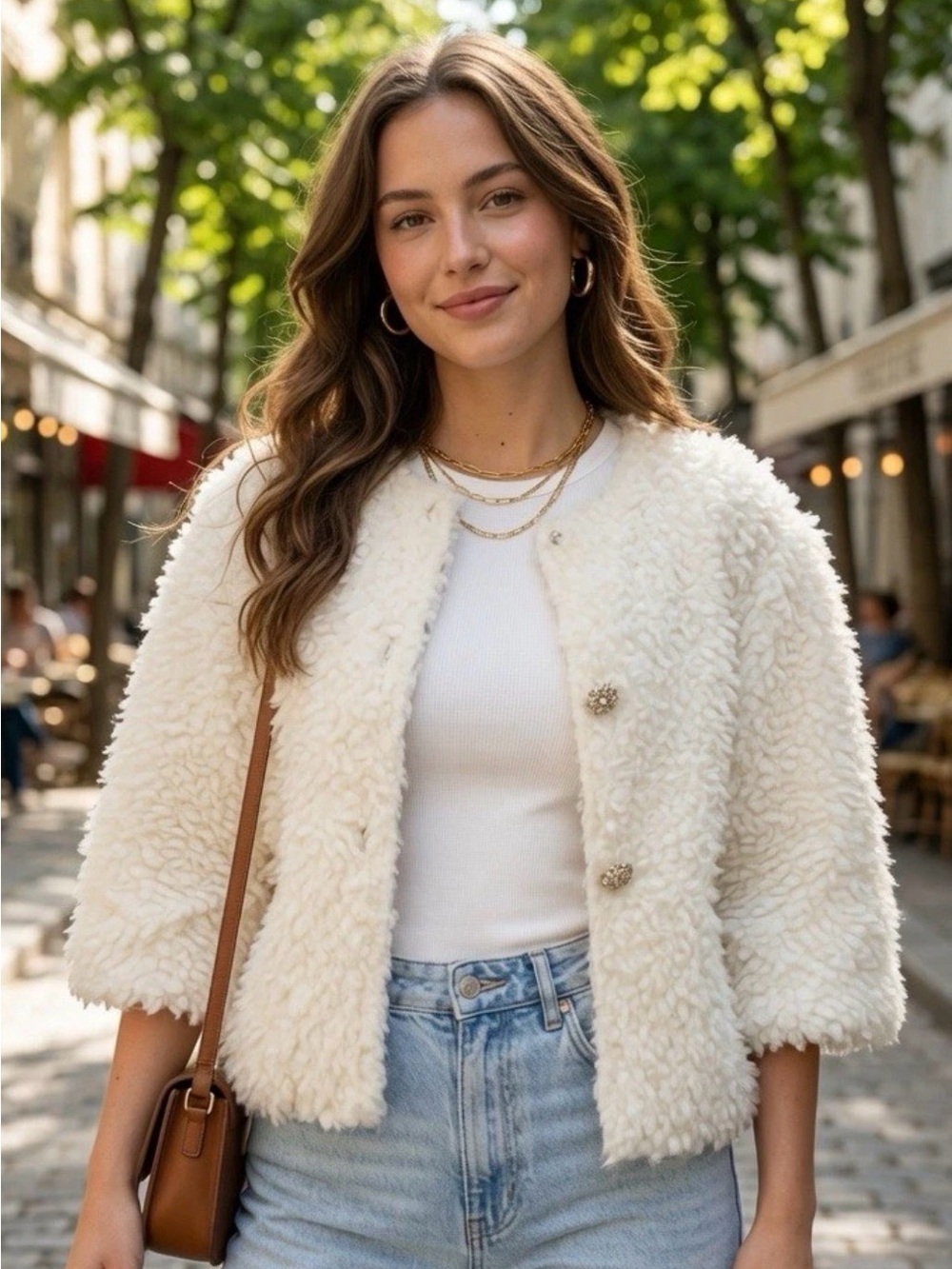 Bishop + Young Anis Faux-Sherpa Jacket with Decorative Buttons